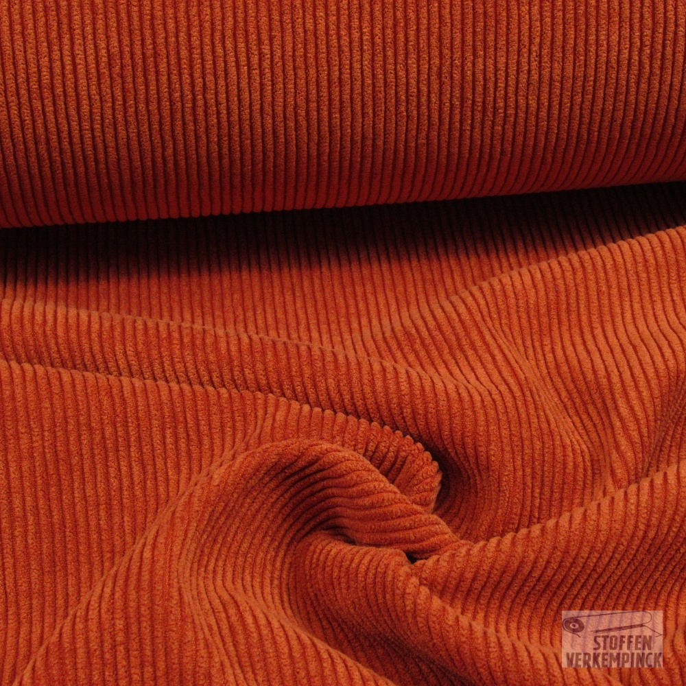 Corduroy Stretch Soepel  Donker Oranje