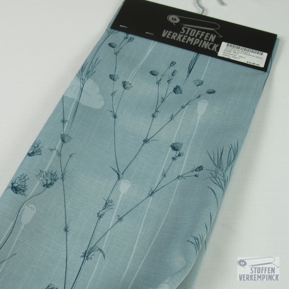Dimout dig. print veldbloemen blauwgroen
