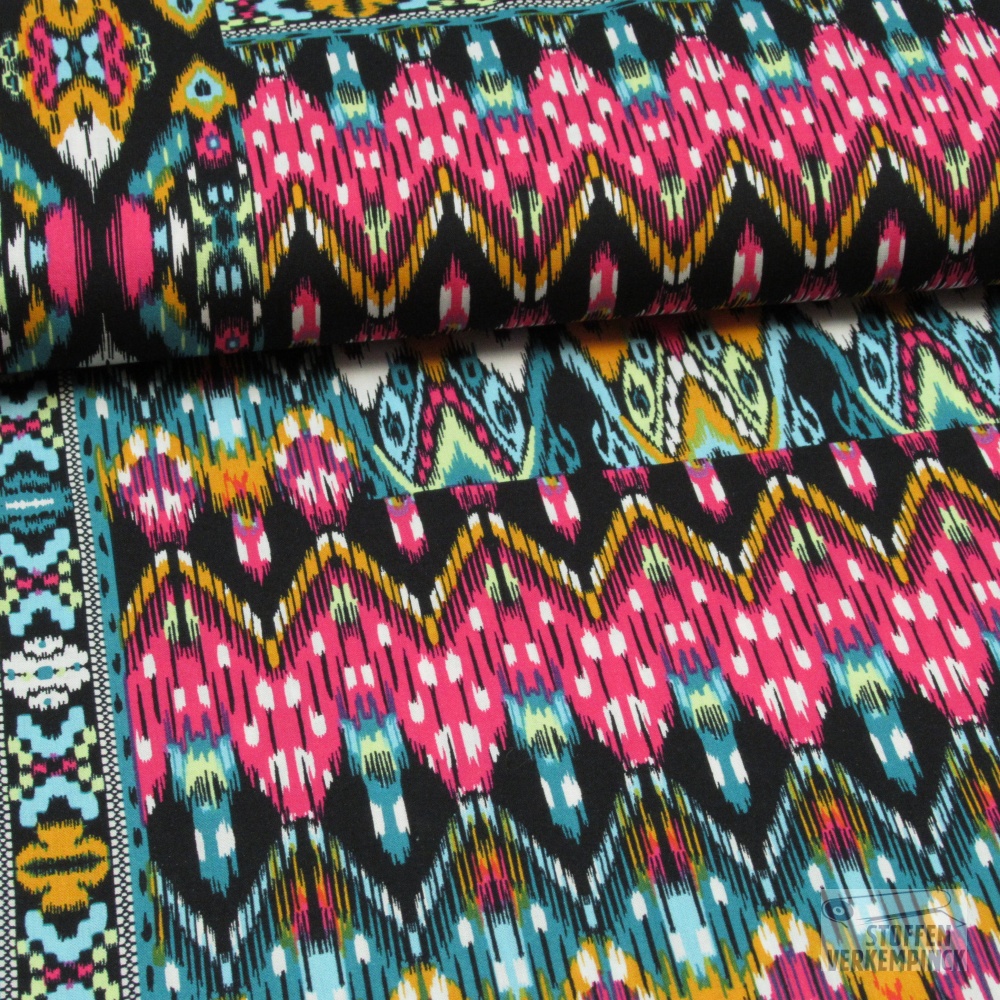 Viscose/Katoen Patchwork Fuchsia
