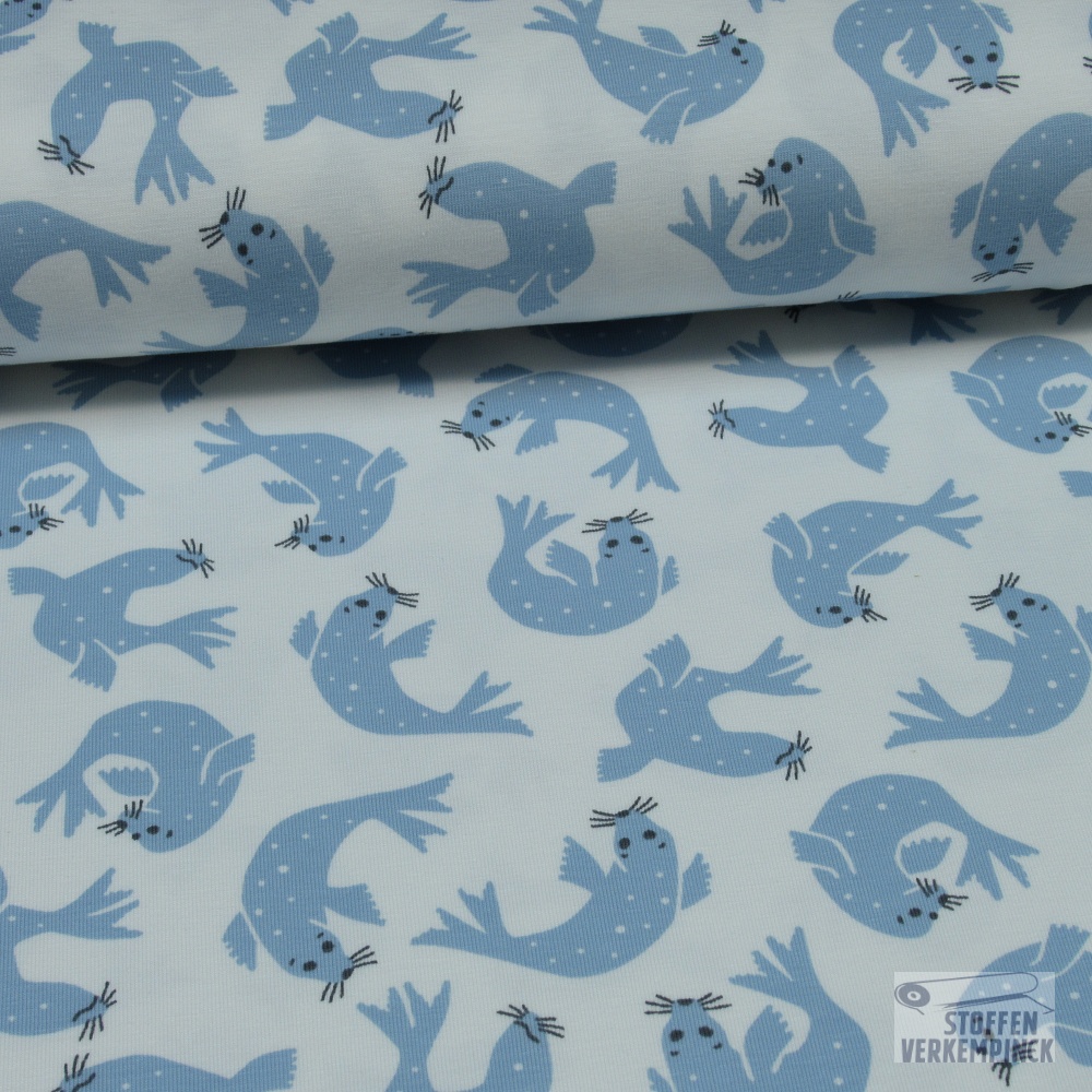 Jersey Organic Zeehondjes Blauw