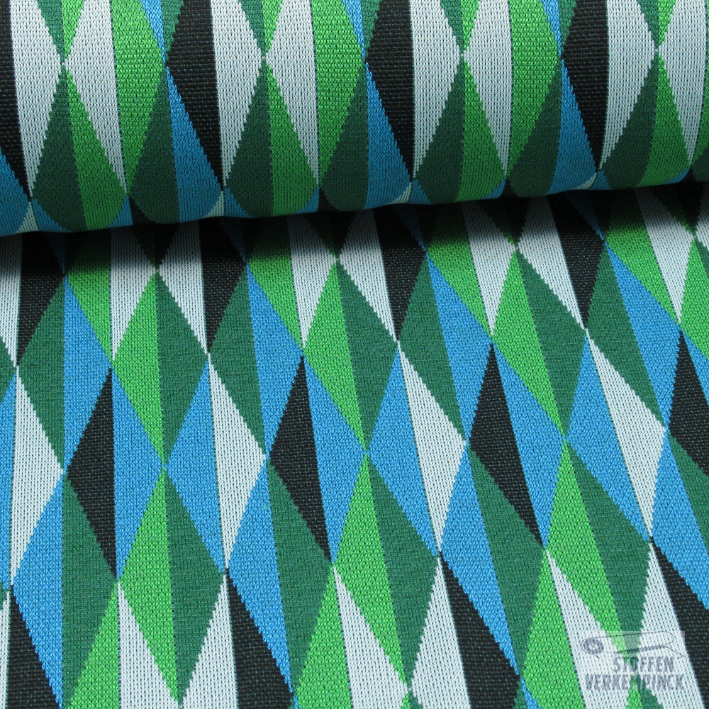 Jersey Jacquard Geometrie Groen