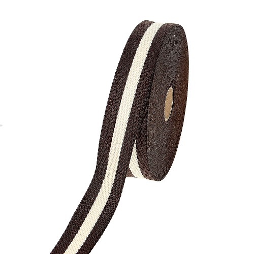 Tassenband 30mm Kleur 104-Streep Bruin/Ecru
