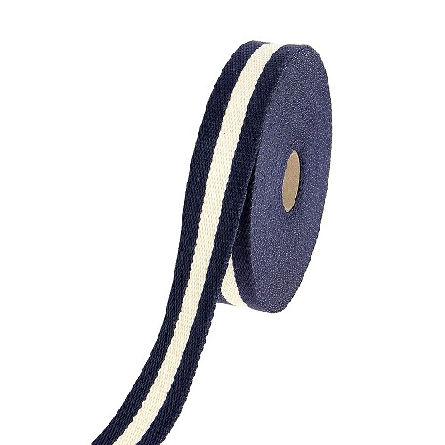 Tassenband 30mm Kleur 101-Streep Blauw/Ecru