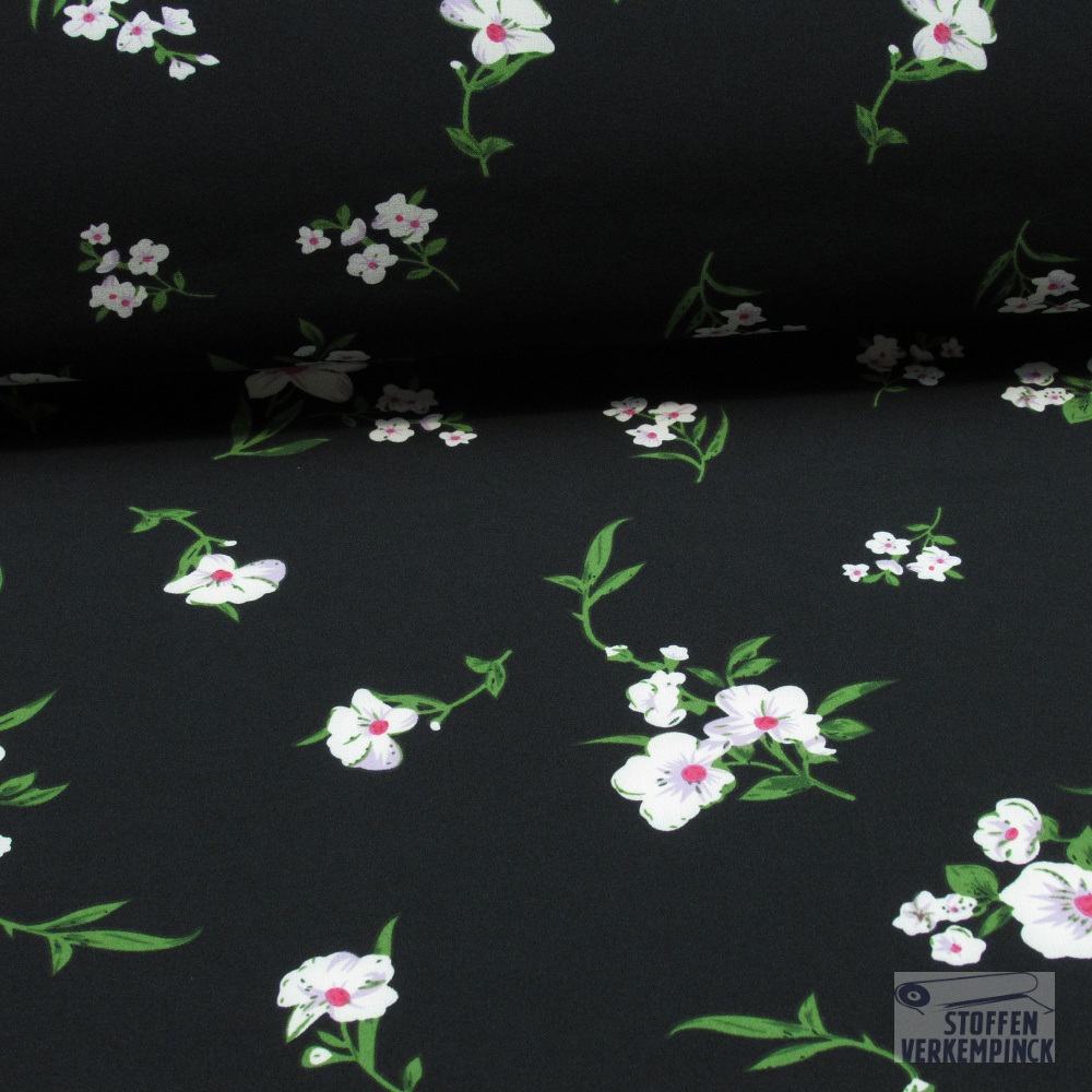Polyester Stretch Bloesems Black/Green