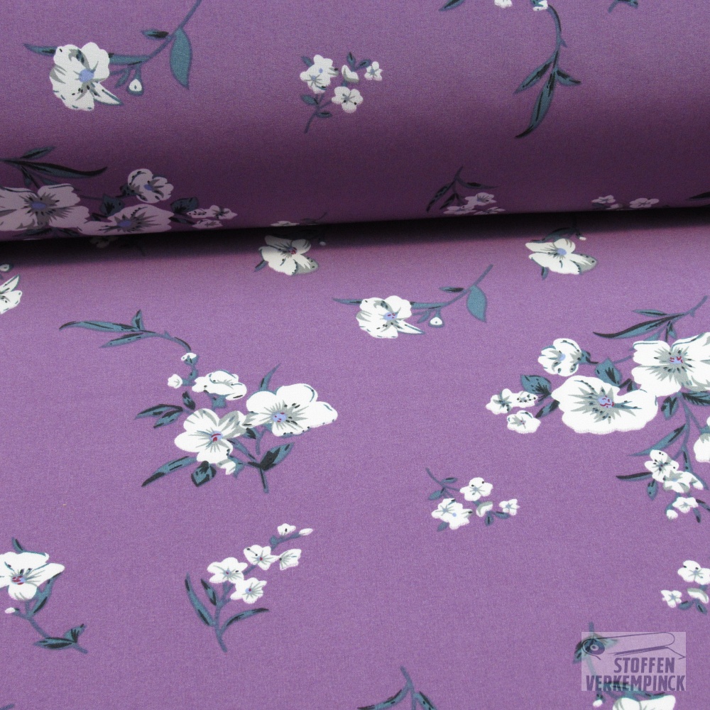 Polyester Stretch Bloesems Violet