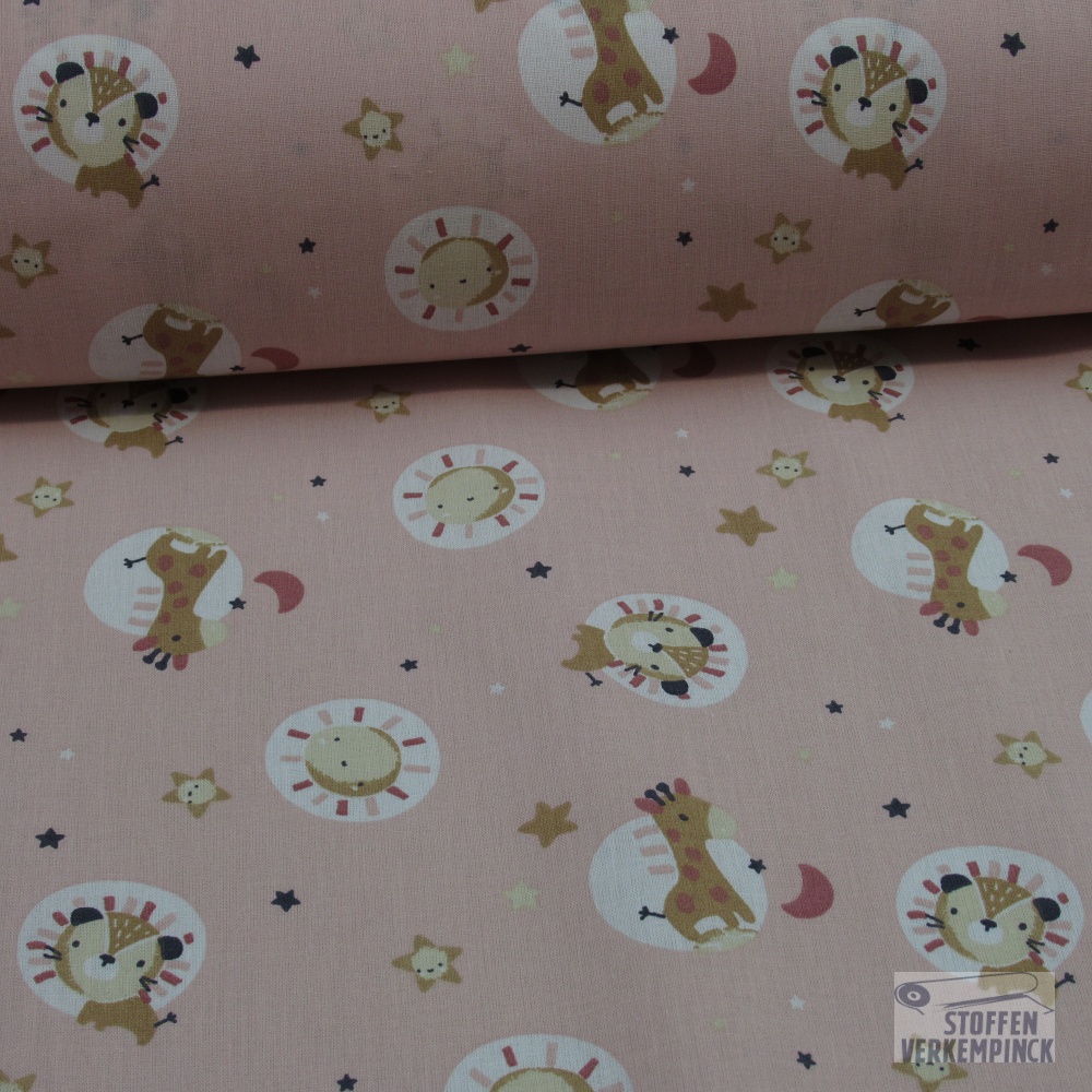 Katoen Print Bloubi Licht Rose