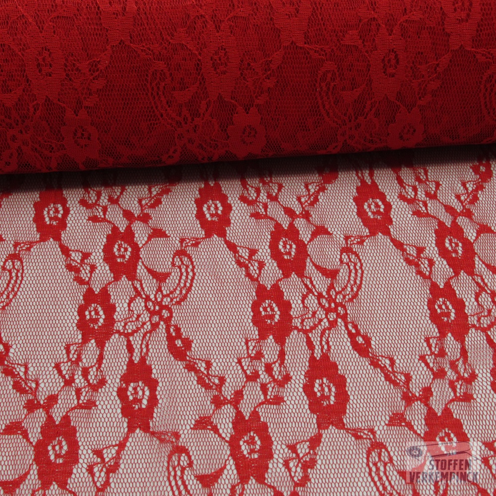 Budgetkant Flowery Lace Rood