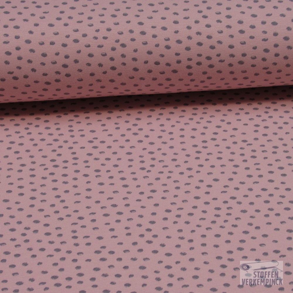 Jersey Katoen Signed Dots Rose