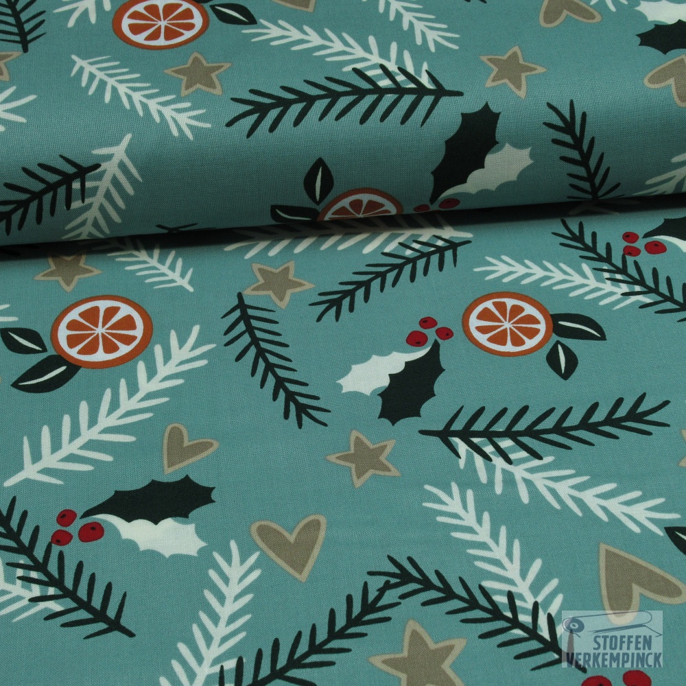 Kerststof met Maretakken Munt
