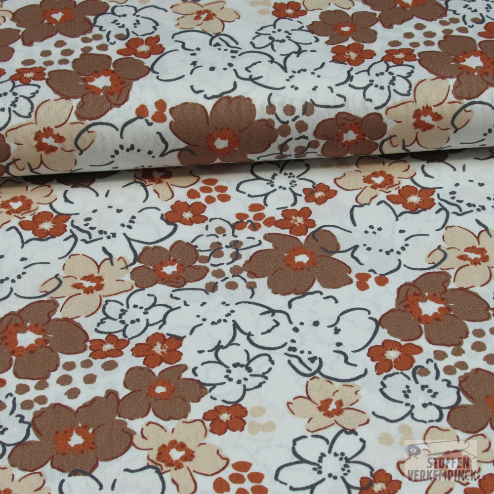 Poplin Wild Flowers "A" Off White