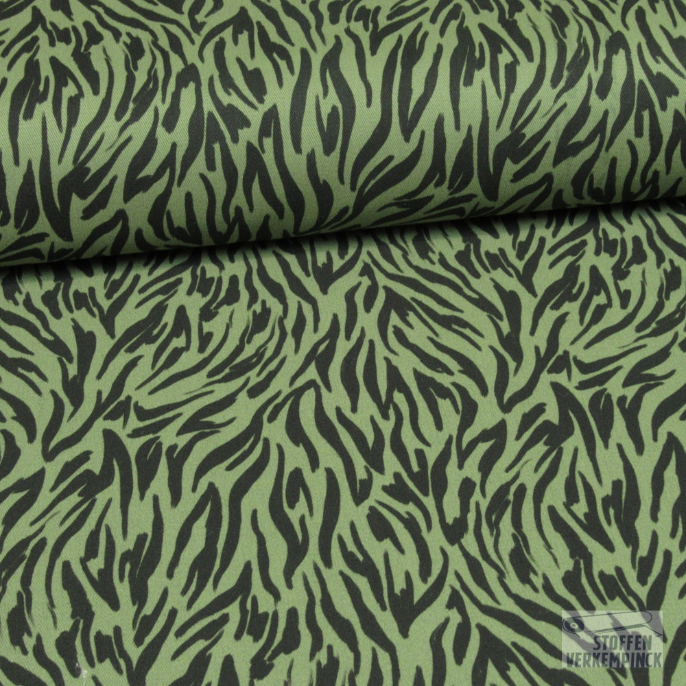 Katoenen Stretch Zebra Groen