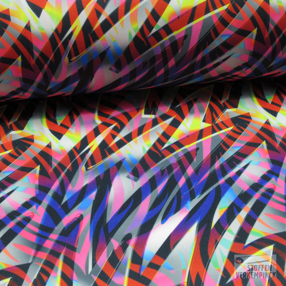 Polyester Jersey Print Zigzag Multi