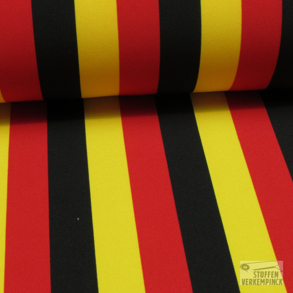 Polyester Print Black-Yellow-Red Stripes