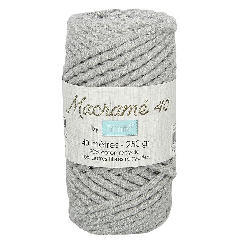 Trimids Macramé touw 5mm - 250gr - 40m - grijs