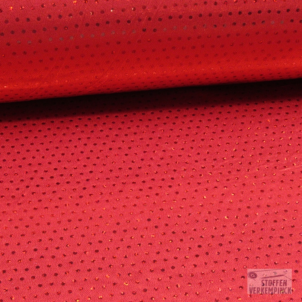Folienjersey pailletjes Rood