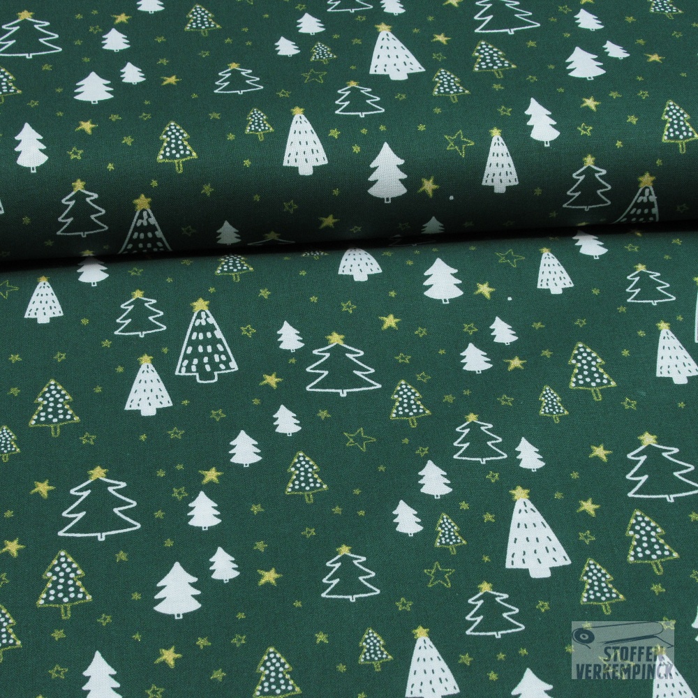 Kerststof Foil Kerstbomen Groen