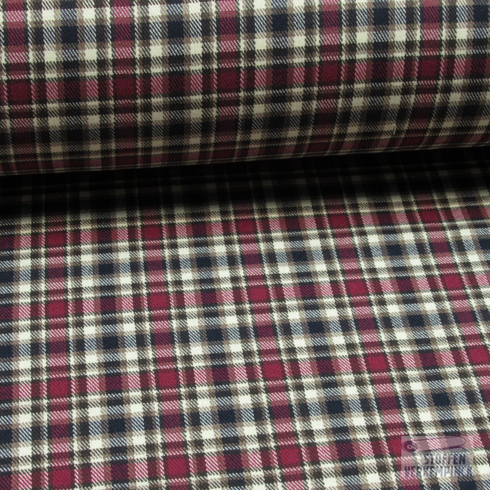 Stretch Schotse Ruit Bordeaux/Beige