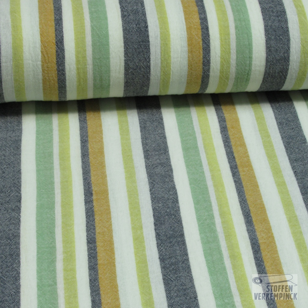 Double Gauze Stripe Green/Ochre