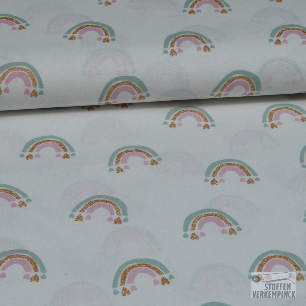 Poplin Glitter Rainbow White