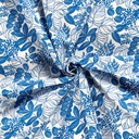 Linnen/viscose print bloemen kobalt