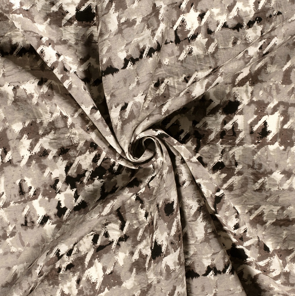 Viscose/Ny Twill print abstract zwart