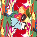 Viscose twill print abstract groen