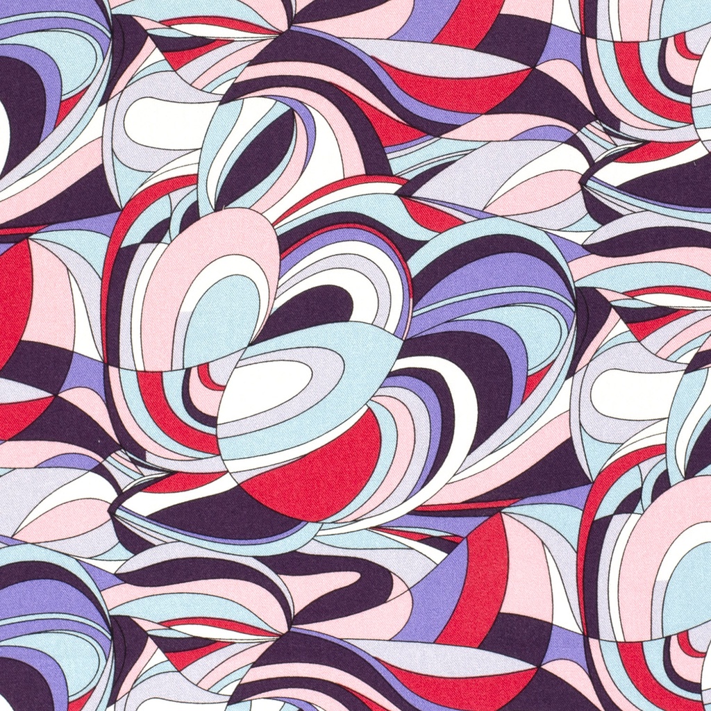 Viscose twill print abstract aqua