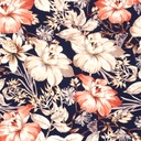 Viscose crepe print bloemen marine