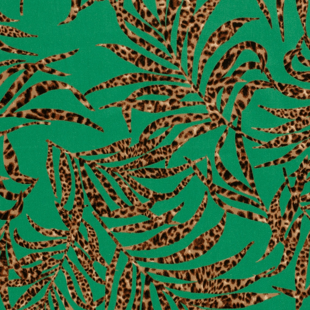 Katoensatijn stretch panter groen