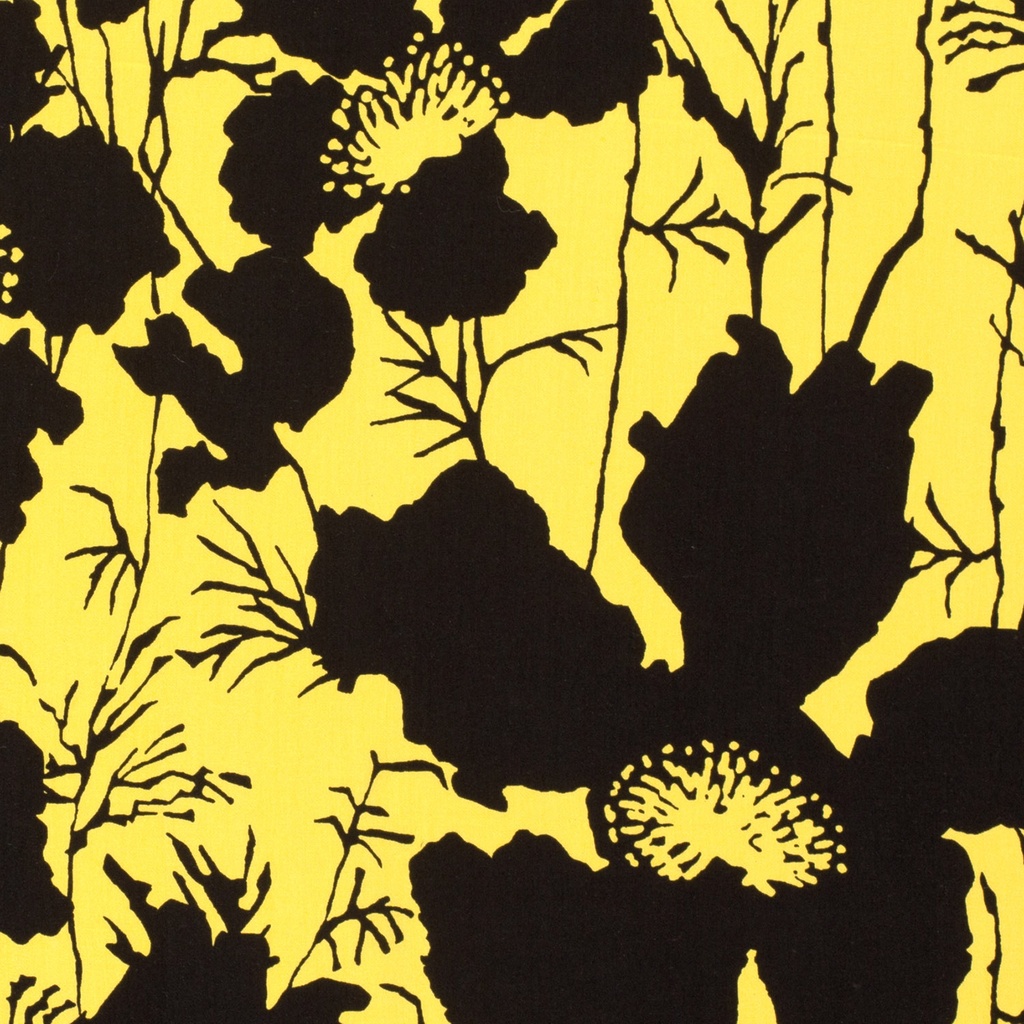 bamboe poplin bloemen geel