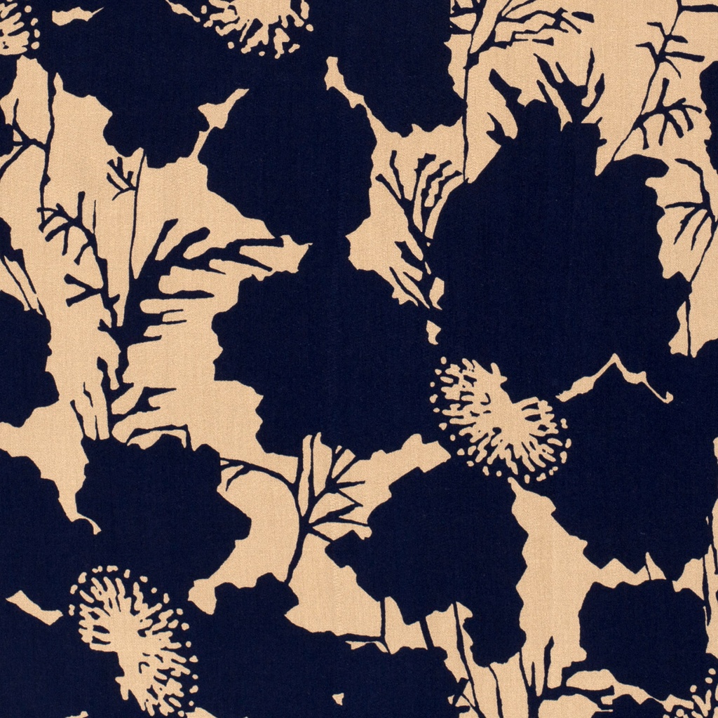 bamboe poplin bloemen camel