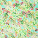 Stretch poplin watercolour paisley groen