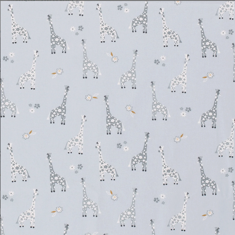 Popeline Giraffen Licht Blauw