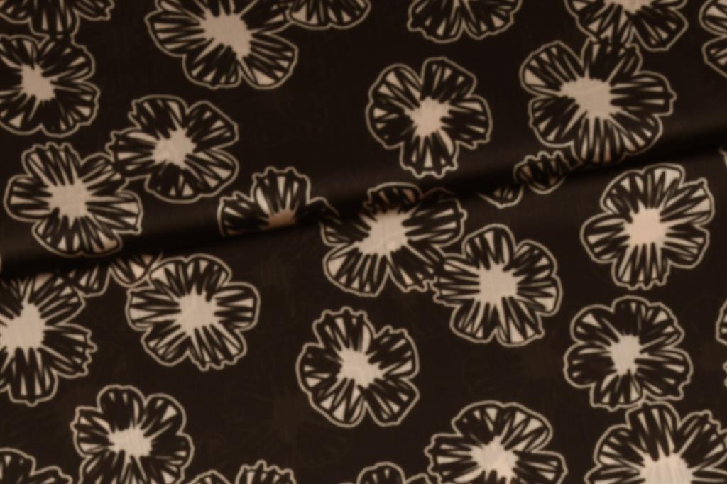 Polyester Chiffon Flowers Beige/Black