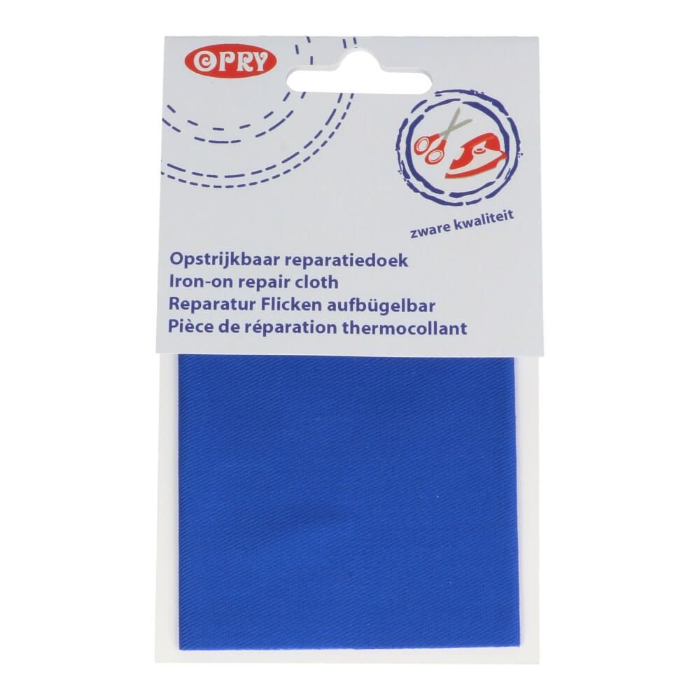 Opry reparatiedoek stevig opstrijkbaar 12x40cm kobalt