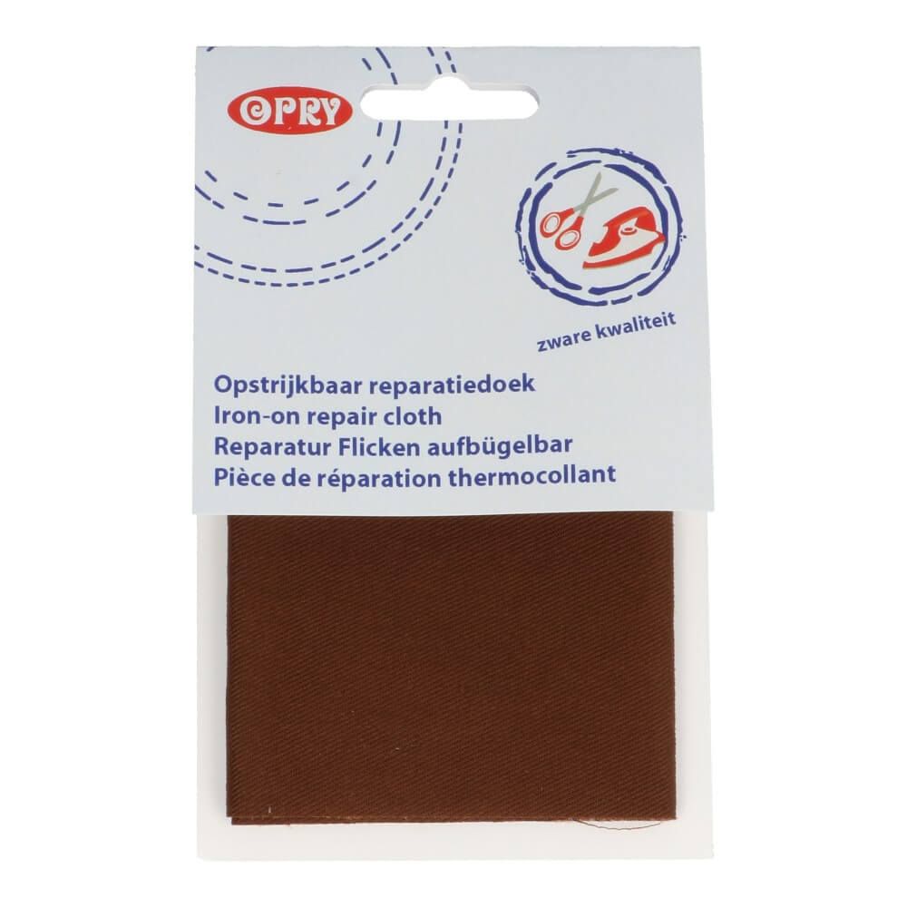 Opry reparatiedoek stevig opstrijkbaar 12x40cm bruin