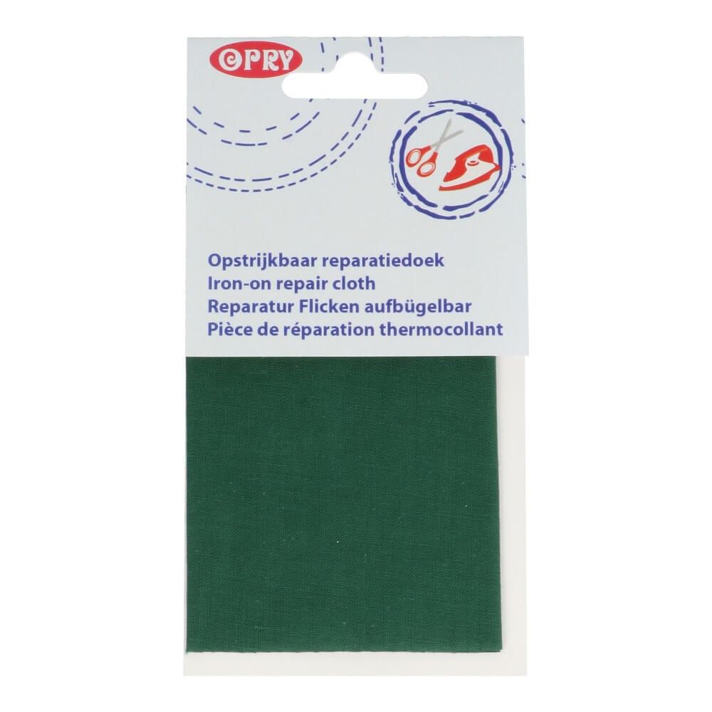 Opry reparatiedoek opstrijkbaar 11x25cm donkergroen