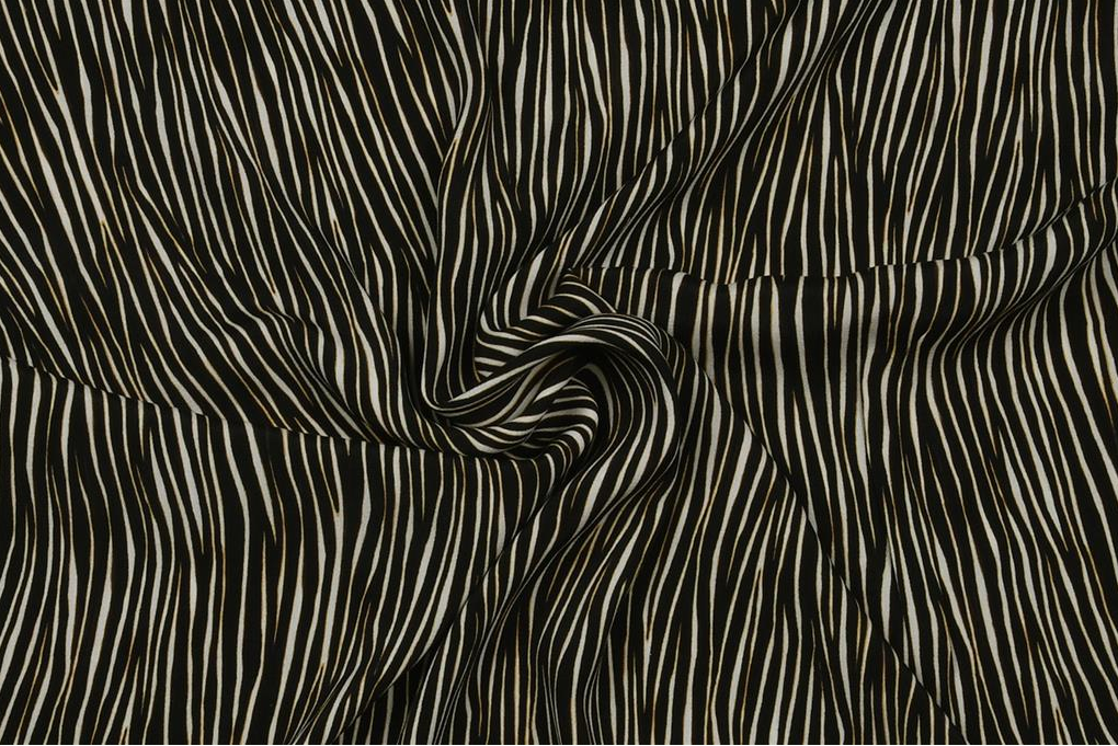Viscose Design Stripes Black/Ecru