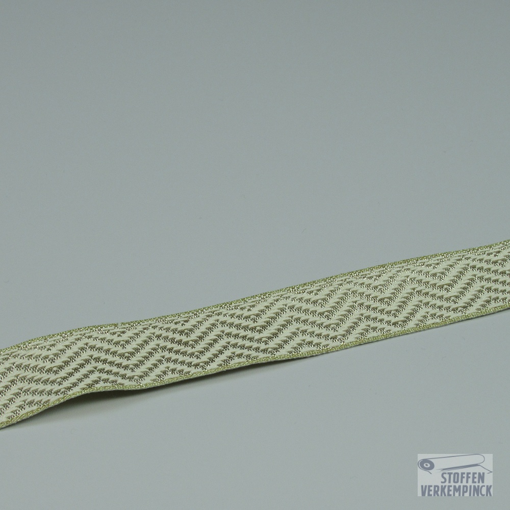 Tassenband Greca lurex 40mm - 9385 - ivoor