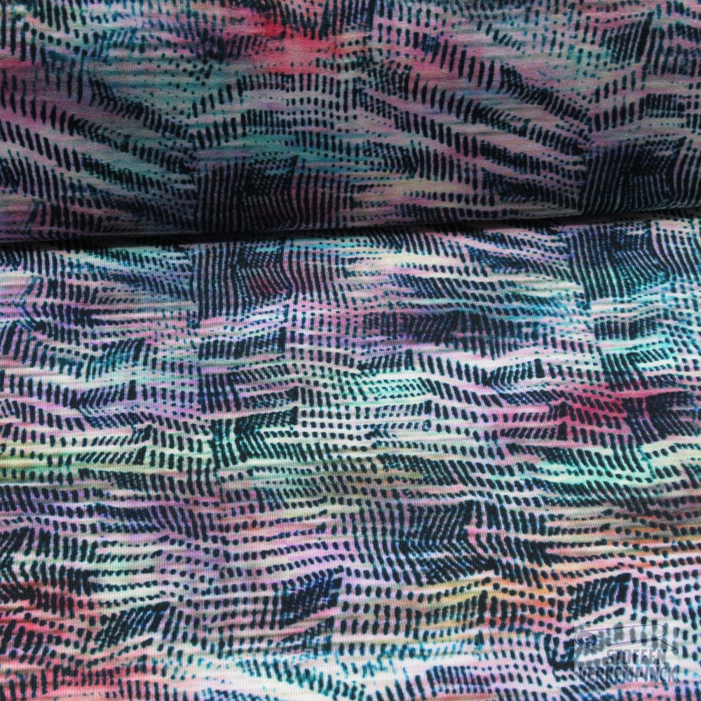 Viscose Jersey Abstract Violet/Jade