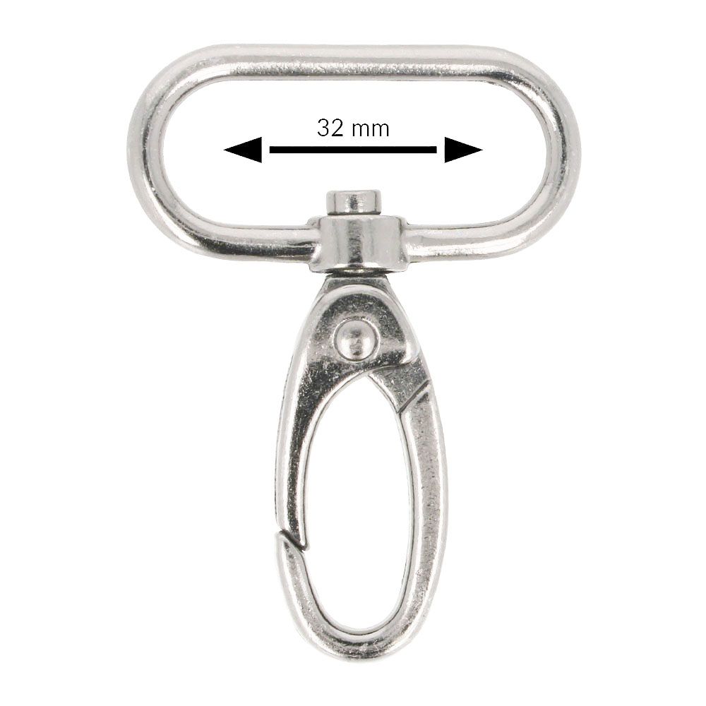 Musketonhaak 32mm - nikkel