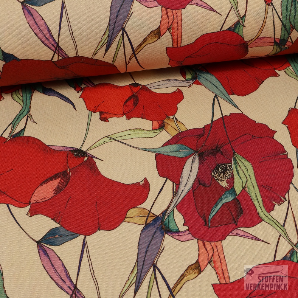 Outdoor Teflon Print Coquelicot Sable