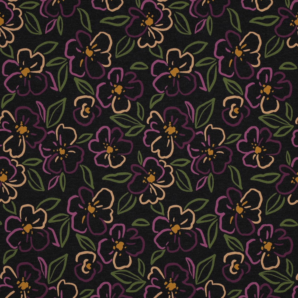 Jersey Melange Flowers Anthracite