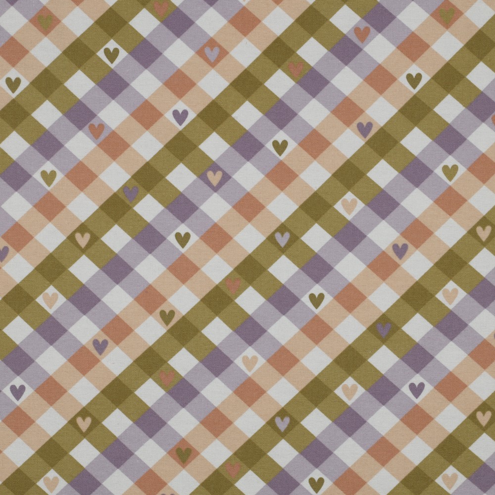 Flanel Check/Hearts Green/Purple