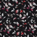 Viscose Poplin Stretch Leaves Black