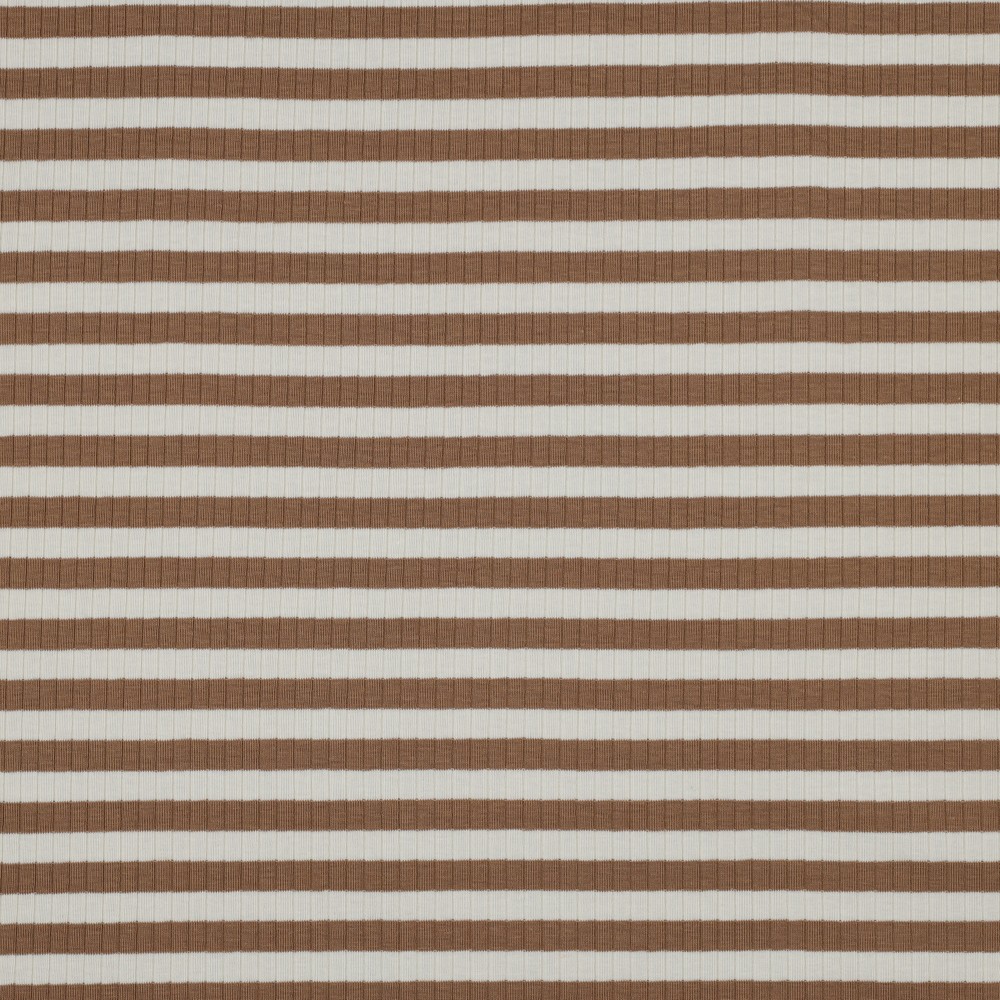 Jersey Rib Horizontal Stripe 1 cm Kaneel/Ecru