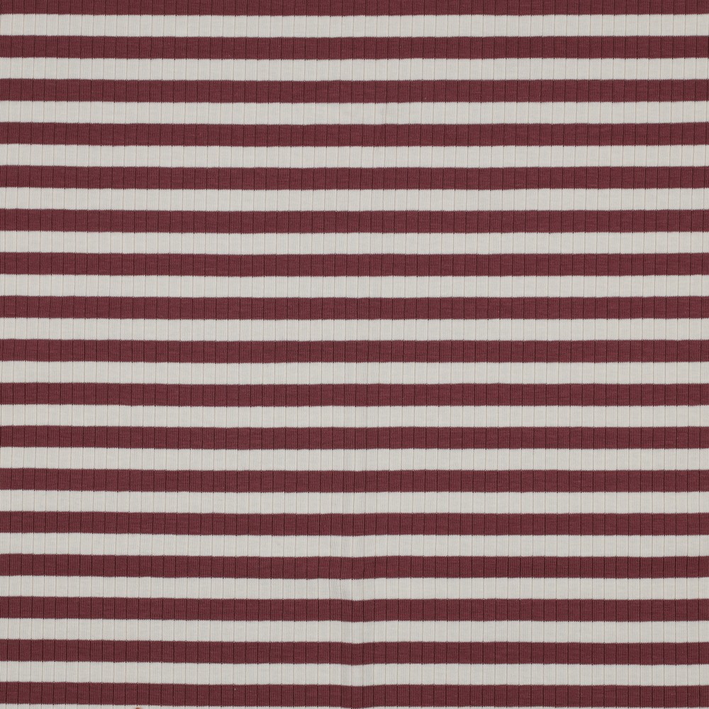 Jersey Rib Horizontal Stripe 1 cm Oud Bordeaux