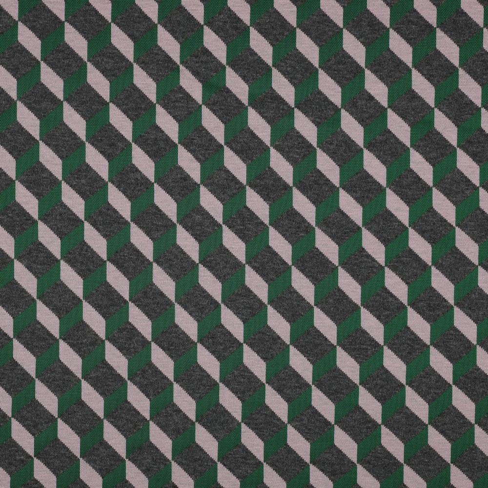 Jersey Jacquard Graphic Block Green/Rose/Grey