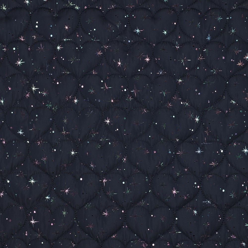 Matelassé Foil Hearts Navy