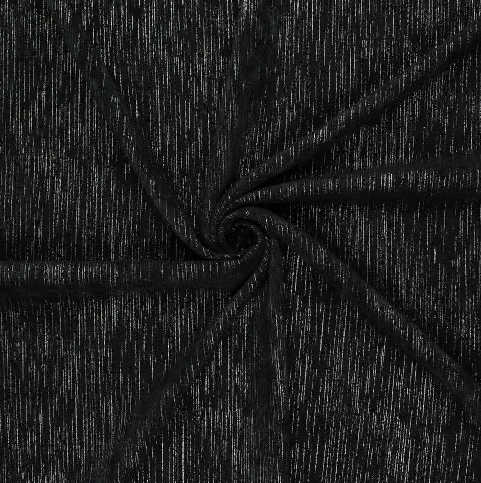 Corduroy Smalle Rib Foil Black/Silver